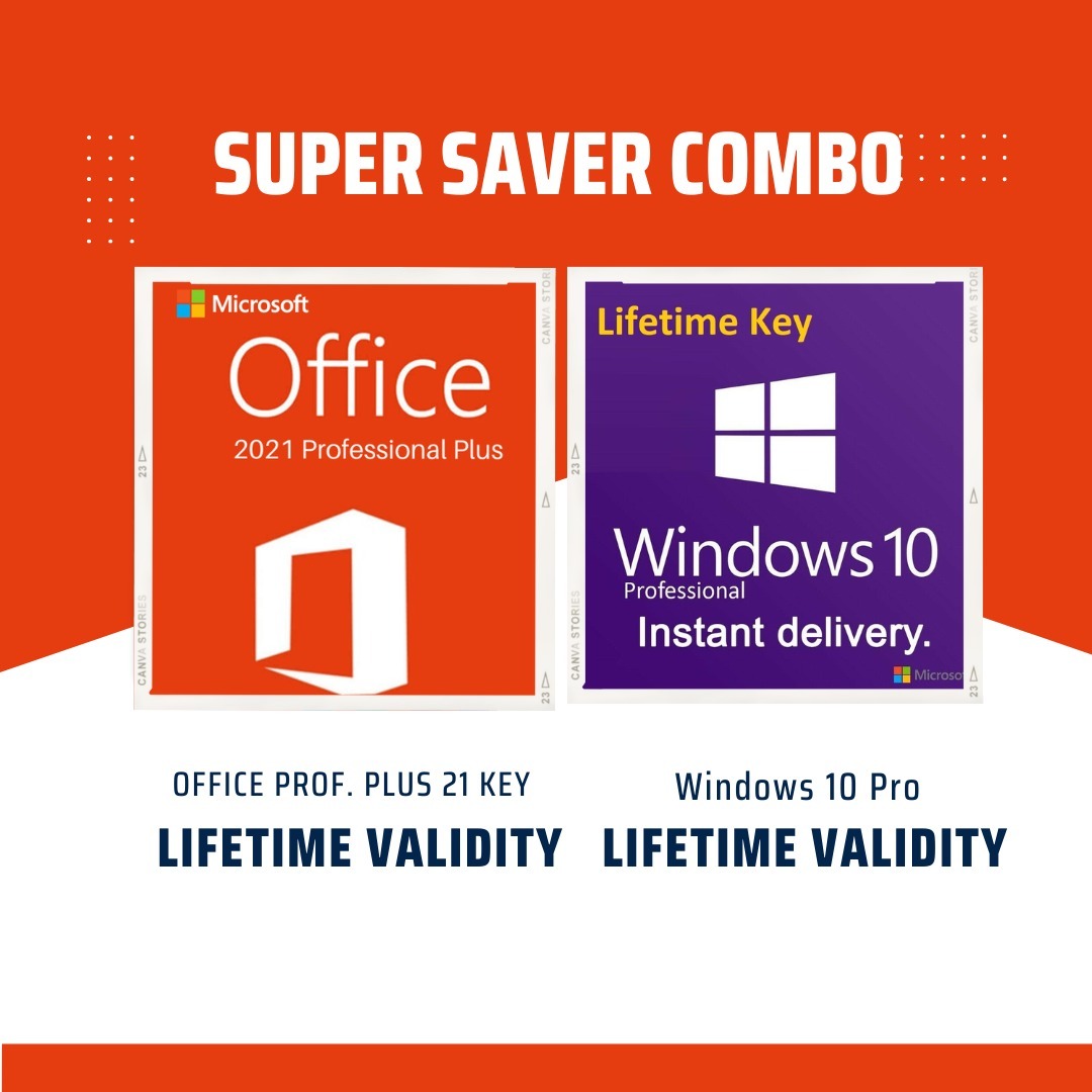 Win 10 Pro Key +
Office Prof. Plus 21(Online Activation)